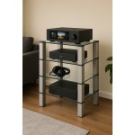 Sonorous - Mueble HIFI de 4 estantes. Estantes de vidrio transparente. ref. RX-5040 TG