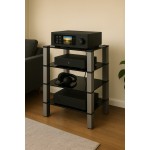 Sonorous - Mueble HIFI de 4 estantes. Estantes de vidrio de color negro. ref. RX-5040 NG