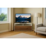 Sonorous - Mueble TV esquinero. 100 cms de ancho. ref. TRD-100 Bwn / Blanco/Nogal.