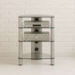 Sonorous RX-2140-TG – Mueble HiFi 4 Estantes en Vidrio Templado Transparente y Aluminio Gris