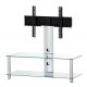 Sonorous - NEO-110-TG – Mueble TV con Soporte Integrado 110 cm con Ruedas, Cristal Templado Transparente y Chasis Aluminio Gris