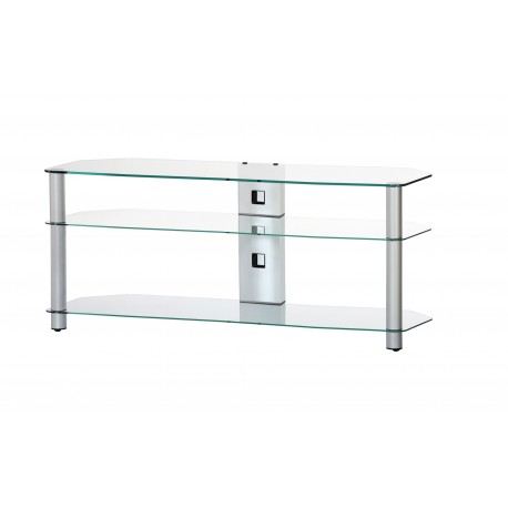 Sonorous - Mueble TV NEO-3110-TG – Mueble de Cristal con Ruedas 110 cm | Vidrio Templado + Aluminio Gris
