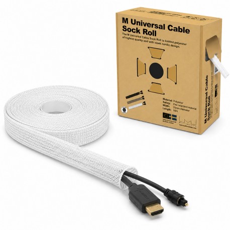 Multibrackets Malla ocultacables tubular expandible blanca 20-40 mm en rollo de 50 metros