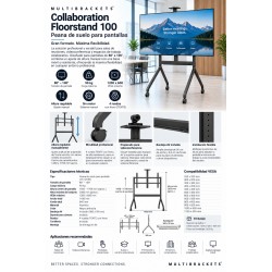 Multibrackets Collaboration Floorstand 100 – Peana TV con Ruedas 65-100" hasta 90 kg