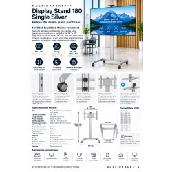 Multibrackets Display Stand 180 Single Silver – Peana TV con Ruedas 24-65" hasta 180 cm