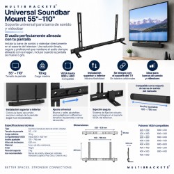 Multibrackets Universal Soundbar Mount 55"-110" – Soporte Universal para Barra de Sonido hasta 10 kg