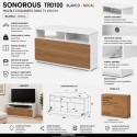Sonorous - Mueble TV esquinero. 100 cms de ancho. ref. TRD-100 Bwn / Blanco/Nogal.