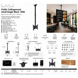 Multibrackets Ceilingmount Small 1500 Negro | Soporte de techo para TV de 10 a 43 pulgadas.