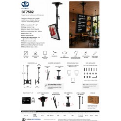 B-Tech BT7582 Negro – Soporte TV de techo regulable para pantallas hasta 23", VESA 100x100, 10 kg