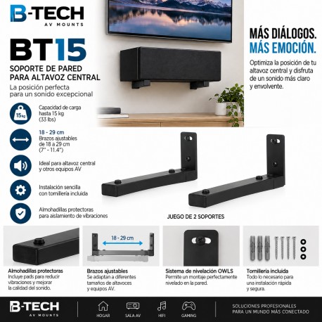 Soporte para altavoz central BT-15 Negro