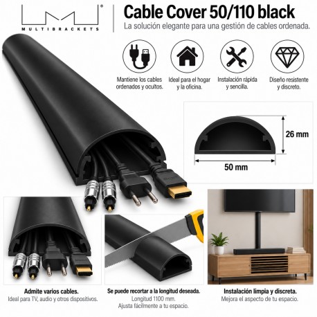Multibrackets MCC50/110 Negro Canaleta Ocultacables de Aluminio 110 cm x 50 mm