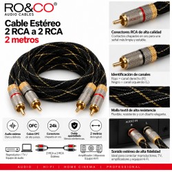 ROOA-2.0 - Cable 2 rca - 2 rca stereo 2,0 mts