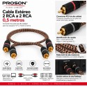 Proson PROA-05 Cable Estéreo 2 RCA a 2 RCA 0,5 m con Malla Textil