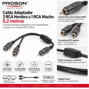 Proson PRO21 Cable Adaptador 2 RCA Hembra a 1 RCA Macho 0,2 m OFC