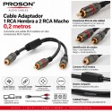 Proson PRO12 Cable Adaptador 1 RCA Hembra a 2 RCA Macho 0,2 m OFC