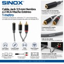 Sinox SXA3501 Cable Jack 3,5 mm Hembra a 2 RCA Macho Estéreo 1 m