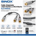 Sinox SHD4600 Cable Adaptador 1 RCA Hembra a 2 RCA Macho Estéreo 0,2 m