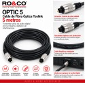 RO&CO OPTIC-5 Cable de Fibra Óptica Toslink 5 Metros Negro