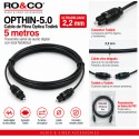 RO&CO OPTHIN-5.0 Cable de Fibra Óptica Toslink Ultradelgado 5 Metros Negro 2,2 mm