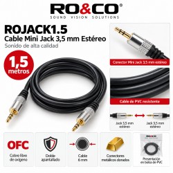 RO&CO ROJACK1.5 Cable Mini Jack 3,5 mm Estéreo Macho a Macho 1,5 Metros