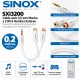 Sinox SXI3200 Cable Jack 3,5 mm Macho a 2 RCA Hembra Estéreo 0,2 Metros Blanco