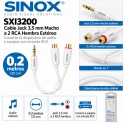 Sinox SXI3200 Cable Jack 3,5 mm Macho a 2 RCA Hembra Estéreo 0,2 Metros Blanco