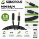 Sonorous MINI M/H Cable Jack 3,5 mm Macho a Hembra Estéreo 1,5 Metros Negro
