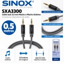 Sinox SXA3300 Cable Jack 3,5 mm Macho a Macho Estéreo 0,5 Metros