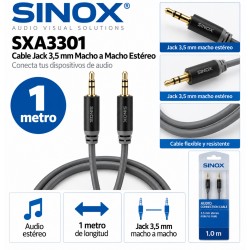 Sinox SXA3301 Cable Jack 3,5 mm Macho a Macho Estéreo 1 Metro