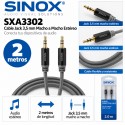 Sinox SXA3302 Cable Jack 3,5 mm Macho a Macho Estéreo 2 Metros