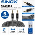 Sinox SXA3305 Cable Jack 3,5 mm Macho a Macho Estéreo 5 Metros
