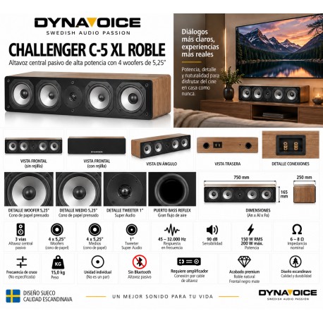 altavoz-central-Dynavoice-Challenger-C5XL-roble