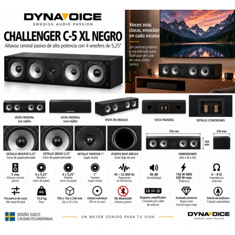 altavoz-central-Dynavoice-Challenger-C5XL-negro