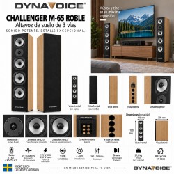 Dynavoice Challenger M-65 Roble – Pareja de altavoces de suelo HiFi de 3 vías, 2 woofers de 6,5" y X-Change