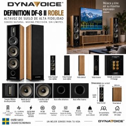 Dynavoice Definition DF-8 II Roble Natural – Pareja de altavoces de suelo HiFi de 3 vías, doble woofer de 8" y X-Change