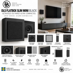 DLS Flatbox Slim Mini Black – Pareja de altavoces de pared ultracompactos de 3", solo 8 cm de fondo