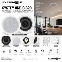 System ONE Pareja altavoces de empotrar IC-620 Blanco (Pareja)