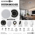 System One IC-620 – Pareja de altavoces empotrables de techo 6,5" 80 W RMS 8 Ohm blancos
