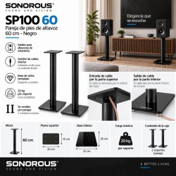 Sonorous - Pareja de pies de altavoz 60 cms. Negro Ref. SP100 / 60 - N