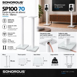 Sonorous - Pareja de pies de altavoz 70 cms. Blanco. Ref. SP100 / 70 - W