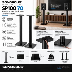 Sonorous - Pareja de pies de altavoz 70 cms. Negro Ref. SP100 / 70 - N