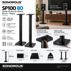 Sonorous - Pareja de pies de altavoz 80 cms. Negro Ref. SP100 / 80 - N