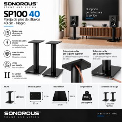 Sonorous - Pareja de pies de altavoz 40 cms. Negro Ref. SP100 / 40 - N