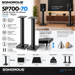 Sonorous - Pareja de pies de altavoz con puntas regulables. 70 cms. Negro Ref. SP700 / 70 - N