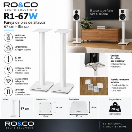 Ro&Co - Pareja de pies de altavoz 67 cms. Blanco. Ref. R1-6W