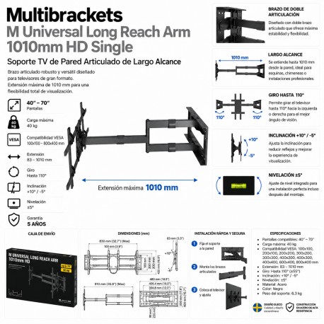 Multibrackets - Soporte TV con brazo articulado Ref. UNIVERSAL LONG REACH