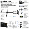 Multibrackets Long Reach 101 – Soporte TV de pared con brazo articulado de 101 cm para pantallas hasta 75”.