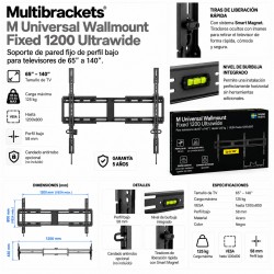 Multibrackets - Soporte TV de pared fijo. Vesa 120x80. Ref. Wallmount Fixed 1200 Ultrawide c/negro