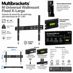 Multibrackets M Universal Wallmount Fixed X-Large Black Soporte TV Fijo 42-90" VESA 800x600 hasta 75 kg Negro
