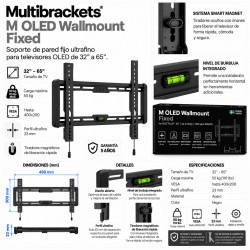 Multibrackets M OLED Wallmount Fixed Negro Soporte TV Ultra Slim 32-65" VESA 400x200 hasta 50 kg Perfil 23 mm